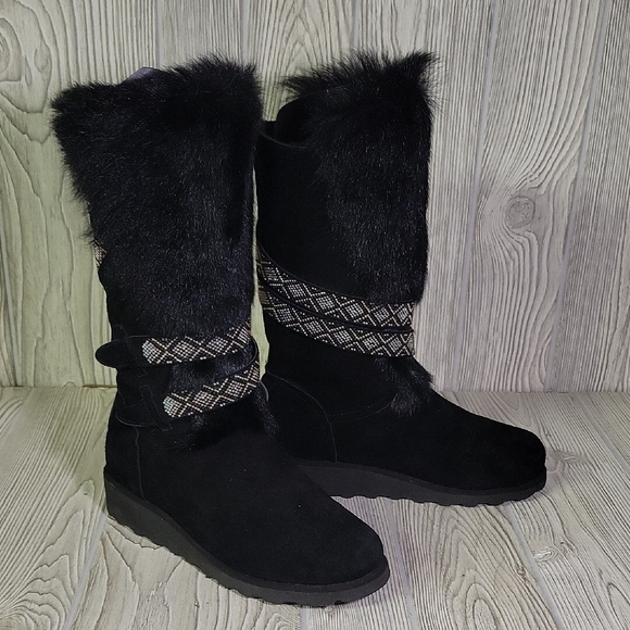 BearPaw Claudia 13 Inch Fur and Suede Winter Boots Womens Size 7 - Picture 1 of 12